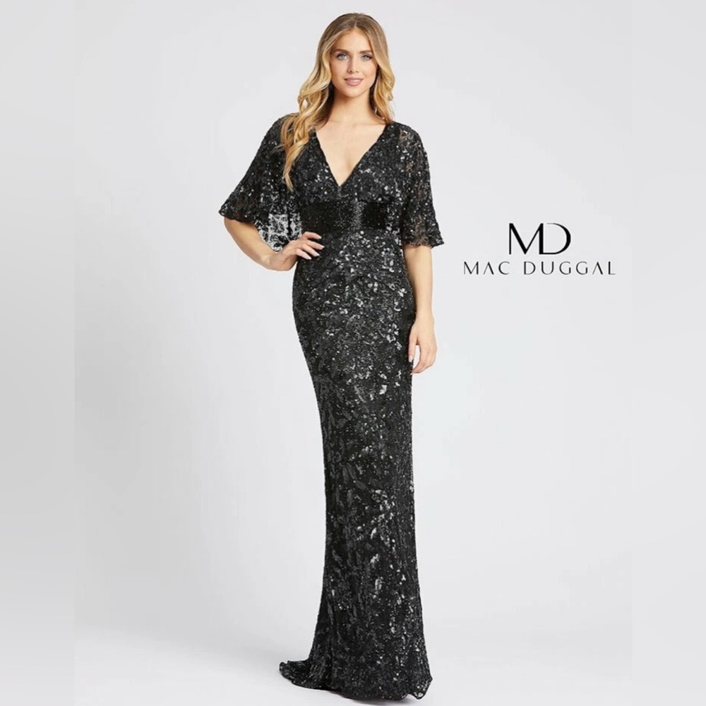 Mac Duggal sequin Black Evening Dress size 6